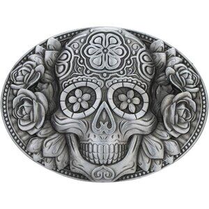🆕Men's Grey Skull Vintage Western Cow Boy Rodeo Long Horn Bull Belt Buckles